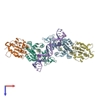 PDB entry 6u91 coloured by chain, top view.