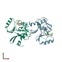 PDB entry 6u9r coloured by chain, front view.
