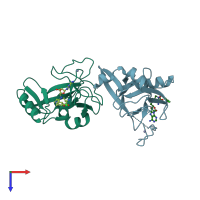 PDB entry 6u9r coloured by chain, top view.