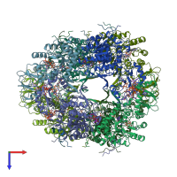 PDB entry 6ua2 coloured by chain, top view.