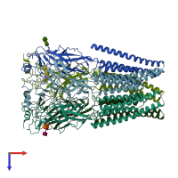 PDB entry 6ubt coloured by chain, top view.