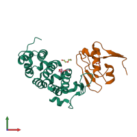 PDB entry 6ucc coloured by chain, front view.
