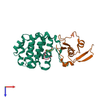 PDB entry 6ucc coloured by chain, top view.