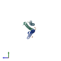 PDB entry 6ucm coloured by chain, side view.