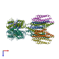PDB entry 6ud4 coloured by chain, top view.