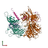 PDB entry 6ud7 coloured by chain, front view.