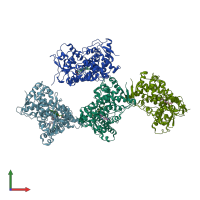 PDB entry 6udl coloured by chain, front view.