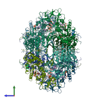 PDB entry 6udo coloured by chain, side view.