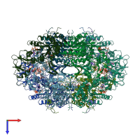 PDB entry 6udo coloured by chain, top view.