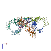 PDB entry 6ue7 coloured by chain, top view.