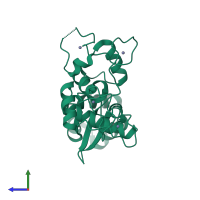 PDB entry 6uei coloured by chain, side view.