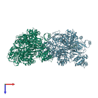 PDB entry 6uel coloured by chain, top view.