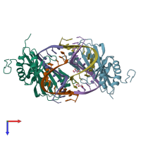 PDB entry 6uep coloured by chain, top view.