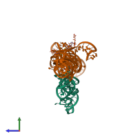 PDB entry 6ufh coloured by chain, side view.