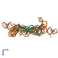 PDB entry 6ufh coloured by chain, top view.
