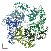 PDB entry 6uge coloured by chain, front view.