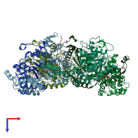 PDB entry 6ugf coloured by chain, top view.