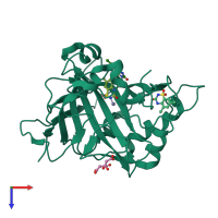 PDB entry 6ugo coloured by chain, top view.