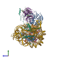 PDB entry 6uh5 coloured by chain, side view.