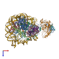 PDB entry 6uh5 coloured by chain, top view.