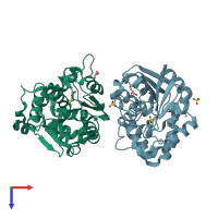 PDB entry 6uh8 coloured by chain, top view.