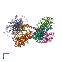 PDB entry 6uhc coloured by chain, top view.