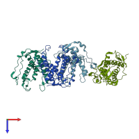 PDB entry 6uhe coloured by chain, top view.