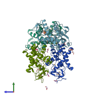 PDB entry 6uhh coloured by chain, side view.