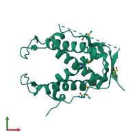 PDB entry 6uhi coloured by chain, front view.