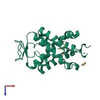 PDB entry 6uhi coloured by chain, top view.