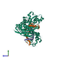 PDB entry 6ui2 coloured by chain, side view.