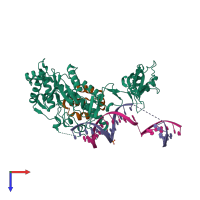 PDB entry 6uin coloured by chain, top view.