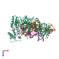 PDB entry 6uir coloured by chain, top view.