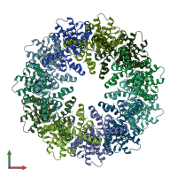 PDB entry 6uiw coloured by chain, front view.