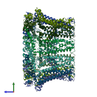 PDB entry 6uiw coloured by chain, side view.