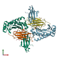 PDB entry 6uj8 coloured by chain, front view.