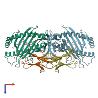 PDB entry 6uj8 coloured by chain, top view.