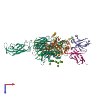 PDB entry 6ujb coloured by chain, top view.