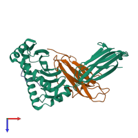 PDB entry 6ujo coloured by chain, top view.