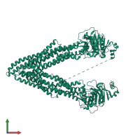 PDB entry 6ujp coloured by chain, front view.