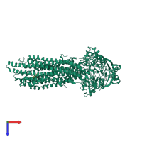 PDB entry 6ujp coloured by chain, top view.