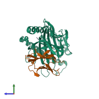 PDB entry 6ujq coloured by chain, side view.
