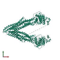 PDB entry 6ujr coloured by chain, front view.