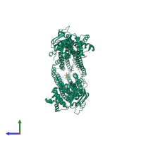 PDB entry 6ujs coloured by chain, side view.