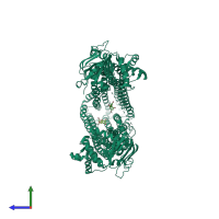 PDB entry 6ujt coloured by chain, side view.