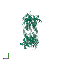 PDB entry 6ujw coloured by chain, side view.