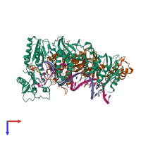 PDB entry 6ujy coloured by chain, top view.