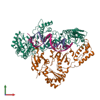 PDB entry 6uk0 coloured by chain, front view.