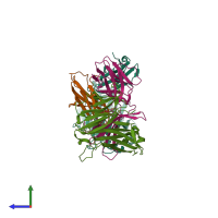 PDB entry 6uk2 coloured by chain, side view.