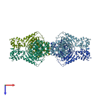 PDB entry 6uk6 coloured by chain, top view.